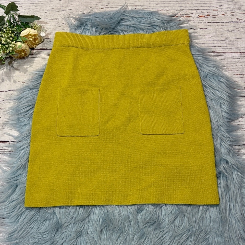 Anthropologie Flat White Mustard Yellow Pocket Mini Skirt